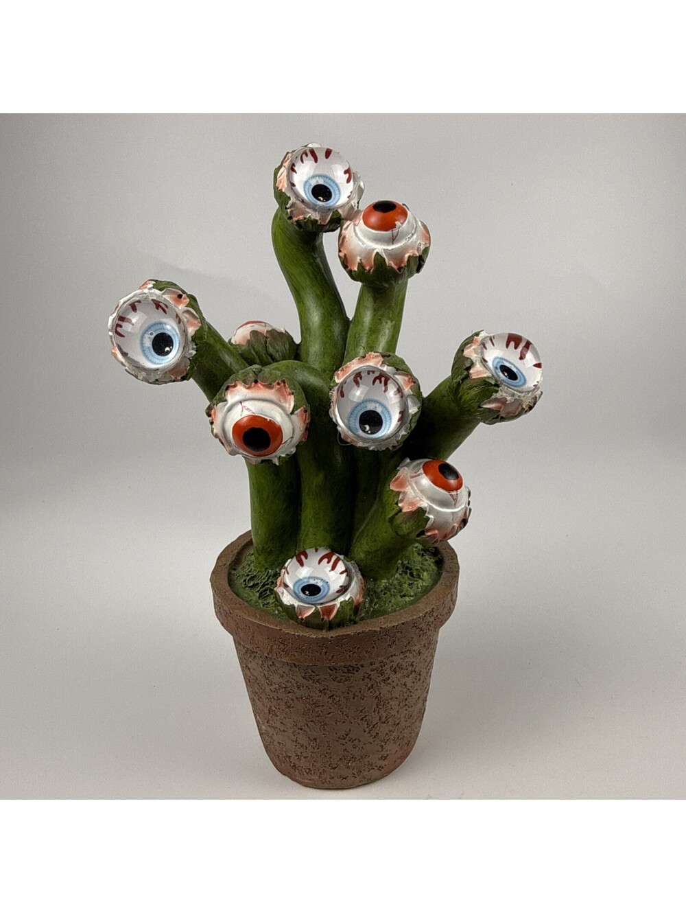 Spooky Eyeball Plant Lighted Figurine 8" Halloween Village Pot Decor Unbranded